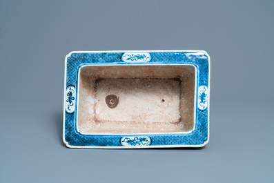 A Chinese rectangular blue and white jardini&egrave;re, Qianlong