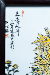 Three Chinese plaques with floral design, 20th C.