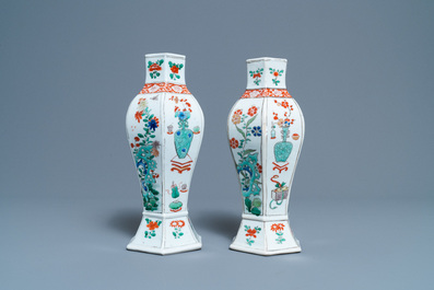 A pair of Chinese famille verte vases, Kangxi