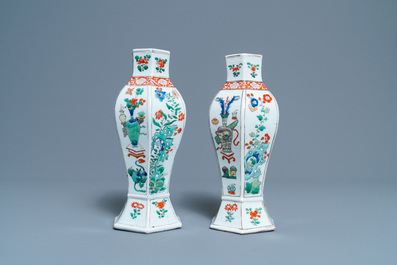 A pair of Chinese famille verte vases, Kangxi