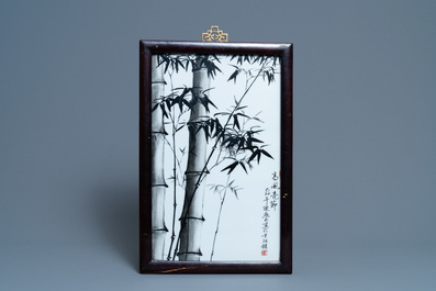 Three Chinese plaques with floral design, 20th C.