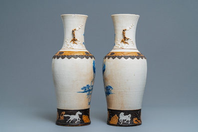 A pair of Chinese Nanking crackle-glazed vases with Li Tieguai, 19th C.