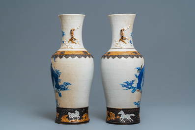 A pair of Chinese Nanking crackle-glazed vases with Li Tieguai, 19th C.
