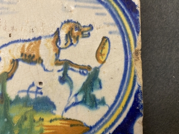 Nine polychrome maiolica medallion tiles, Antwerp or Middelburg, 2nd half 16th C.