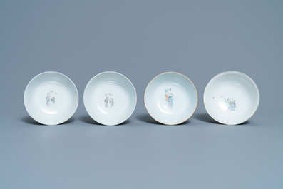 Four Chinese famille rose 'spring festival' bowls, 19th C.