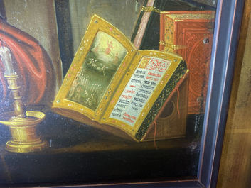 Vlaamse school, navolger van Joos van Cleve (ca. 1485-1540), olie op paneel, 16/17e eeuw: Hi&euml;ronymus in zijn studiekamer