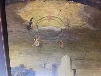 Vlaamse school, navolger van Joos van Cleve (ca. 1485-1540), olie op paneel, 16/17e eeuw: Hi&euml;ronymus in zijn studiekamer