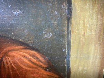 Vlaamse school, navolger van Joos van Cleve (ca. 1485-1540), olie op paneel, 16/17e eeuw: Hi&euml;ronymus in zijn studiekamer