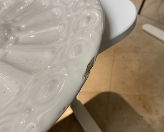 A large monochrome white lobed dish, Saint Jean du D&eacute;sert or Marseille, France, 17th C.