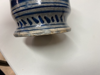 A blue and white maiolica albarello, Northern Netherlands, early 17th C.