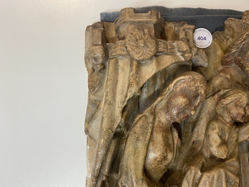 Een Engels albasten reli&euml;f met 'De aanbidding der koningen', Nottingham, 15e eeuw