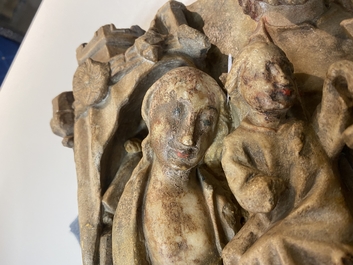 Een Engels albasten reli&euml;f met 'De aanbidding der koningen', Nottingham, 15e eeuw