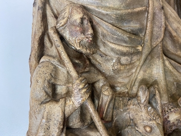 Een Engels albasten reli&euml;f met 'De aanbidding der koningen', Nottingham, 15e eeuw