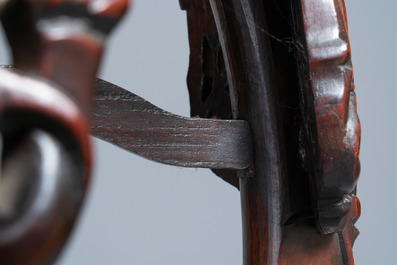 Two reticulated Chinese carved wooden stands, 19/20th C.
