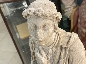 A limestone figure of Saint Barbara, 16th C.
