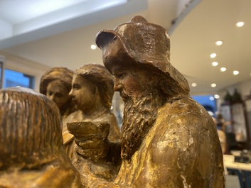 A partly gilded polychrome wooden 'Circumcision' group, Flanders, 16th C.