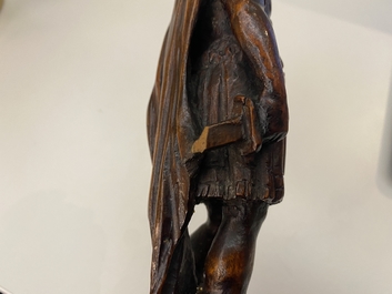 Een palmhouten figuur van David met het hoofd van Goliath, 17e eeuw