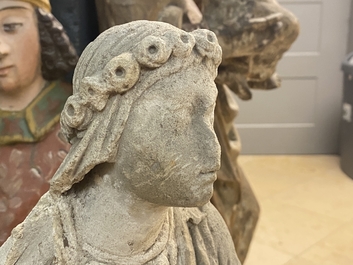 A limestone figure of Saint Barbara, 16th C.