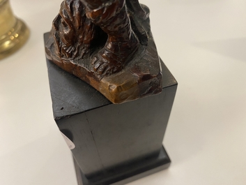 Een palmhouten figuur van David met het hoofd van Goliath, 17e eeuw
