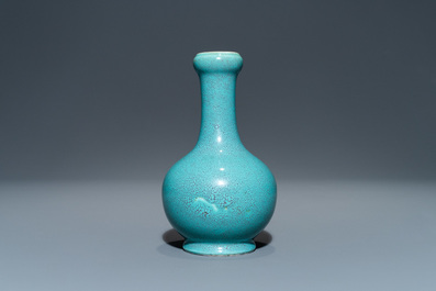 A Chinese robin's egg-glazed bottle vase, Qianlong mark, 19/20th C.