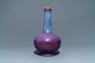 A Chinese flamb&eacute;-glazed bottle vase, Kangxi mark, 19th C.