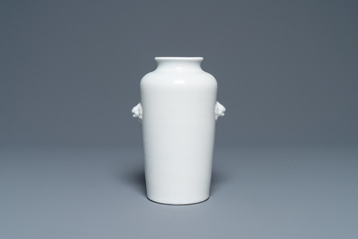 A Chinese Dehua blanc de Chine rouleau vase, Kangxi