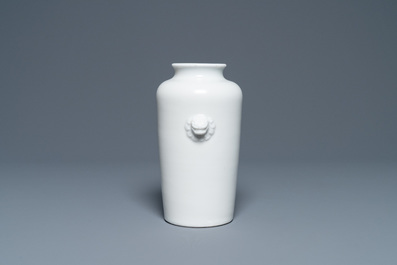 A Chinese Dehua blanc de Chine rouleau vase, Kangxi