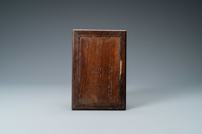 A Chinese mother-of-pearl-inlaid wooden table screen, 19th C.