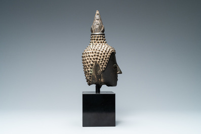 A Thai Ayutthaya-style bronze head of Buddha, 17/19th C.