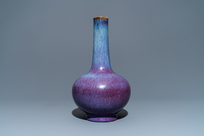 A Chinese flamb&eacute;-glazed bottle vase, Kangxi mark, 19th C.