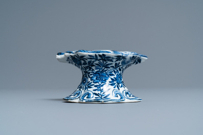 A Chinese blue and white salt after a European silver model, Kangxi
