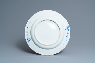 A Chinese blue and white 'musicians' dish, Kangxi