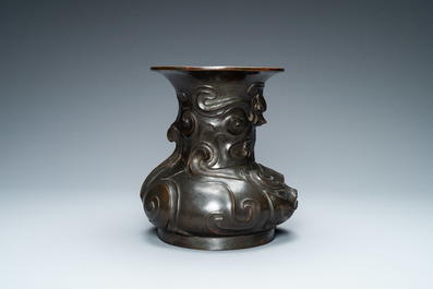 An unusual Chinese zoomorphic bronze vase, 'Zun', Kangxi