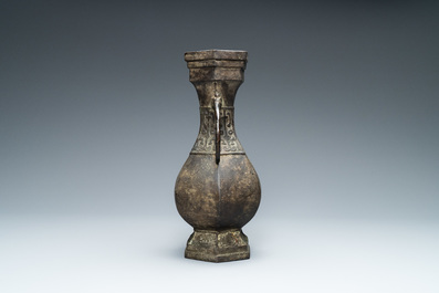 A Chinese archaic bronze vase, Xuande mark, Ming