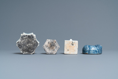 Seven Korean blue and white water droppers, 18/19th C.