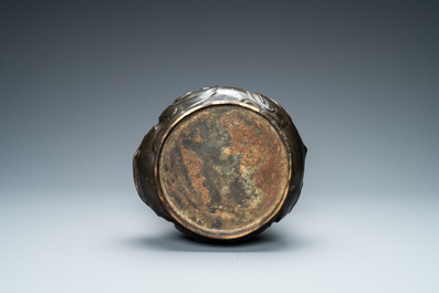 An unusual Chinese zoomorphic bronze vase, 'Zun', Kangxi