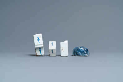 Seven Korean blue and white water droppers, 18/19th C.