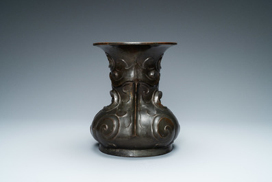An unusual Chinese zoomorphic bronze vase, 'Zun', Kangxi