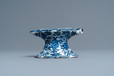 A Chinese blue and white salt after a European silver model, Kangxi