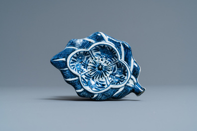 A Chinese blue and white salt after a European silver model, Kangxi