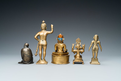 Cinq figures en bronze, Inde, Japon et Tibet, 19/20&egrave;me