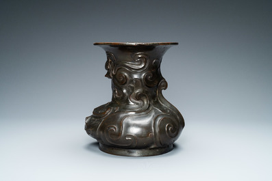 An unusual Chinese zoomorphic bronze vase, 'Zun', Kangxi