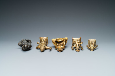 Cinq figures en bronze, Inde, Japon et Tibet, 19/20&egrave;me