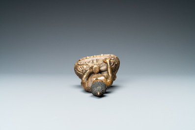 A Chinese gilt bronze 'Medicine Buddha' figure, 17/18th C.