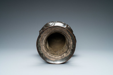 An unusual Chinese zoomorphic bronze vase, 'Zun', Kangxi