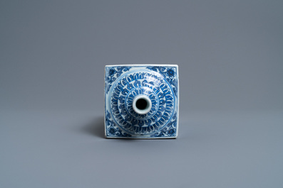 A Chinese blue and white square flask, Transitional period