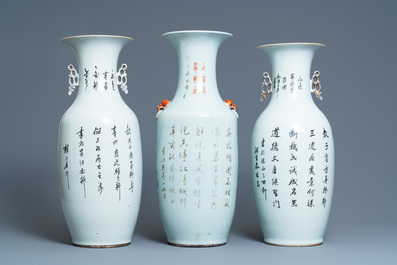 Drie Chinese famille rose vazen, 19/20e eeuw