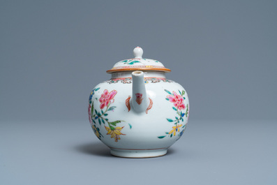 A Chinese famille rose teapot and cover, Yongzheng/Qianlong