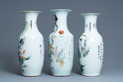 Drie Chinese famille rose vazen, 19/20e eeuw