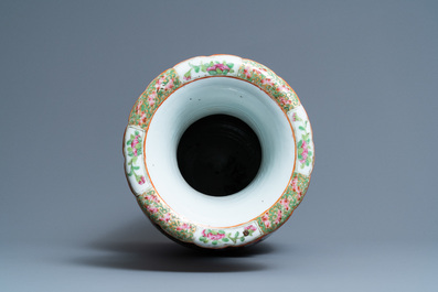 A Chinese Canton famille rose vase, 19th C.